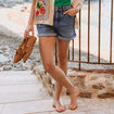 Short mom taille haute en jean denim used femme