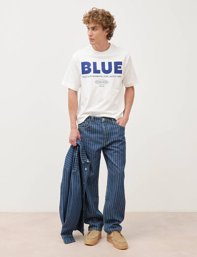 Jeans large ray&eacute; longueur 32 denim stone homme