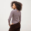 Body ray&eacute; col montant manches longues marron femme