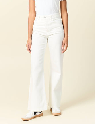 Jeans large taille haute denim blanc femme