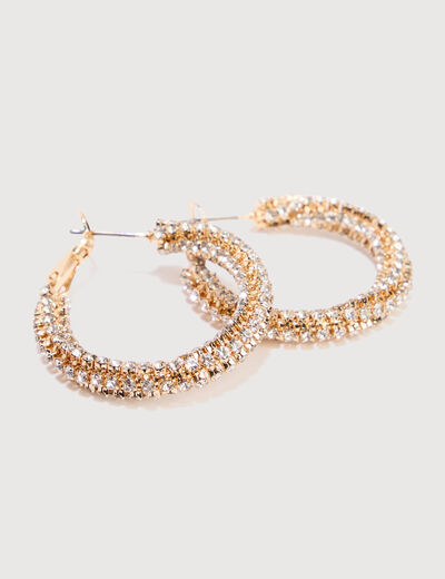 Cr&eacute;oles avec strass couleur or femme