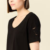 T-shirt manches courtes brodé noir femme