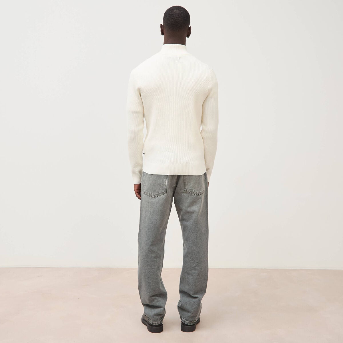 Pull col camionneur ecru homme