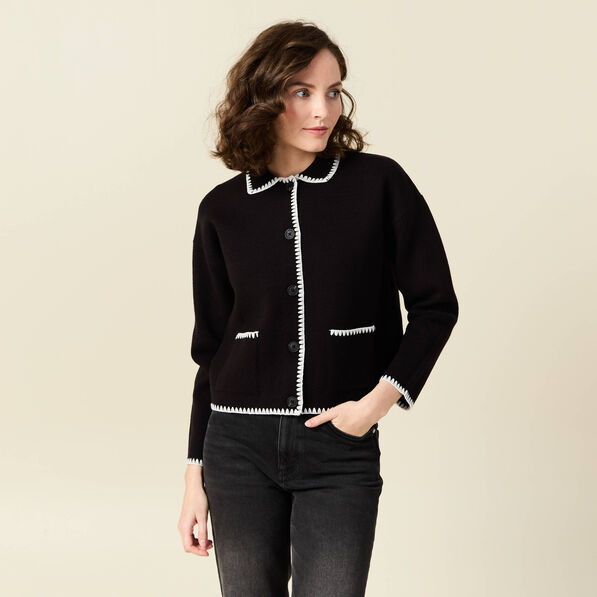 Gilet manches longues noir femme
