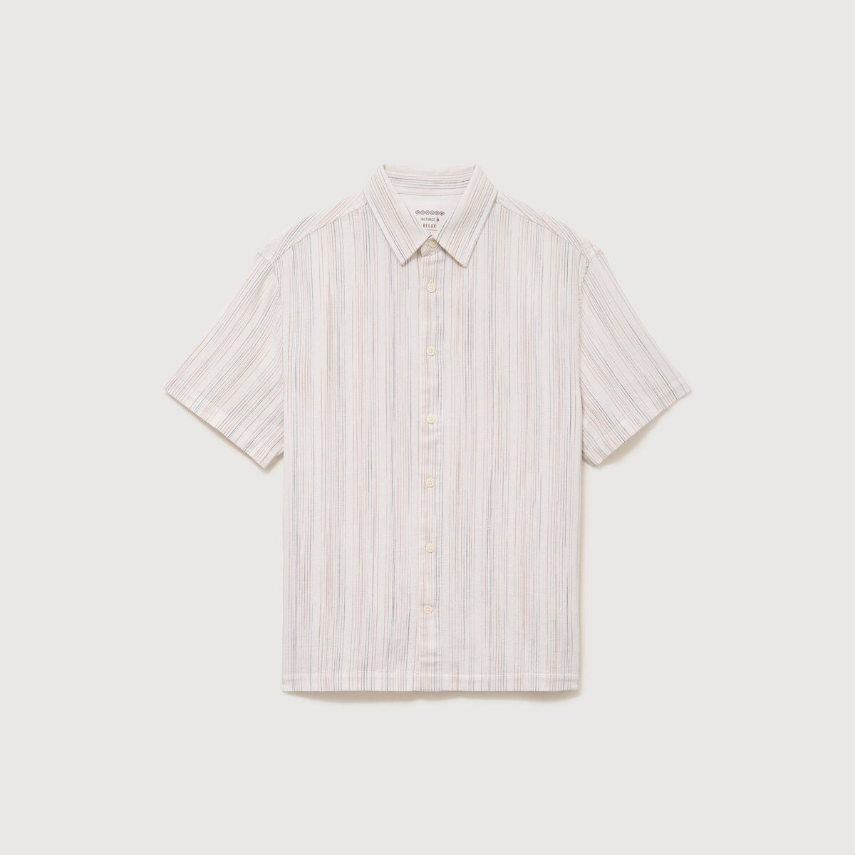 Col en maille coton manches courtes ecru homme