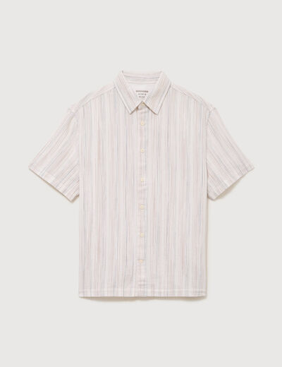 Col en maille coton manches courtes ecru homme