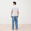 Polo cintr&eacute; en coton manches courtes blanc homme