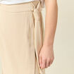 Jupe longue portefeuille beige femme