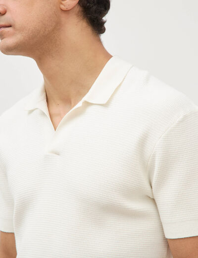 Polo cintr&eacute; manches courtes ecru homme