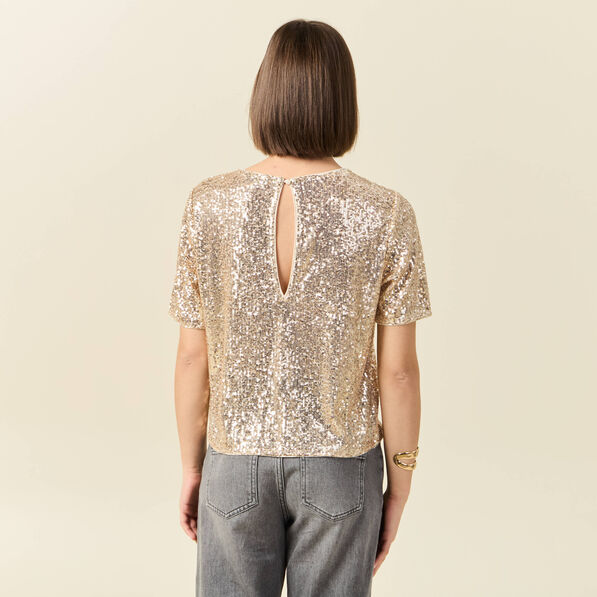 T-shirt manches courtes creme femme
