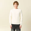 Pull fin manches longues col rond ecru homme