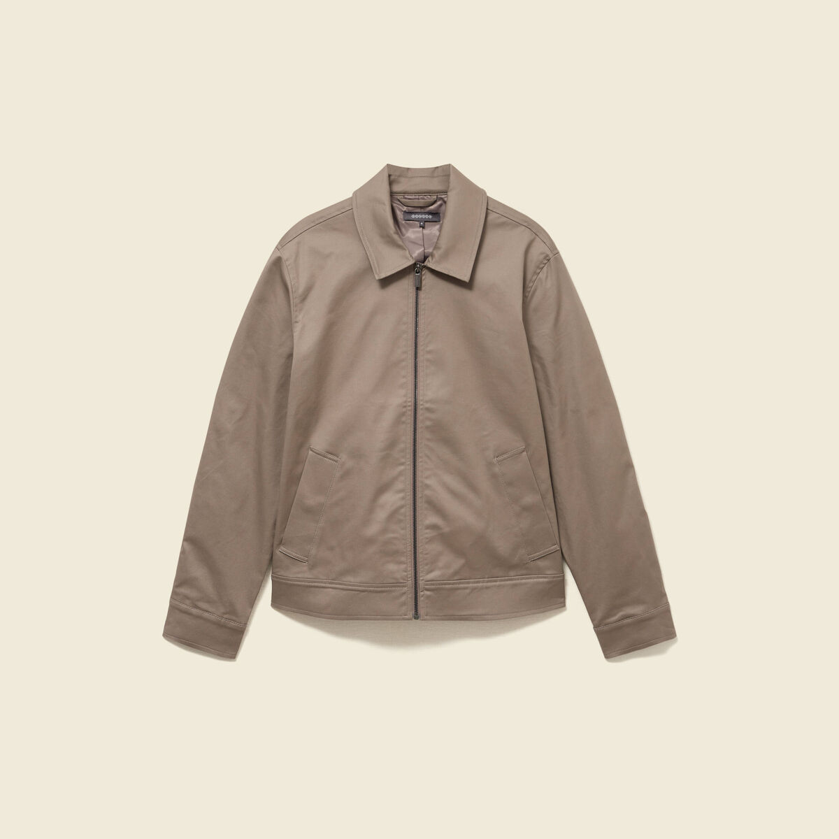 Blouson manches longues doubl&eacute; taupe homme
