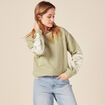 Sweat manches longues vert kaki femme