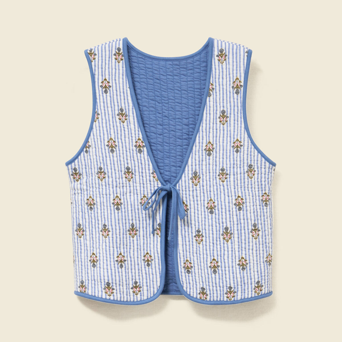 Gilet r&eacute;versible droit sans manches bleu ciel femme