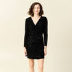 Robe cintrée sequins noir femme