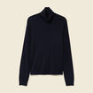 Pull fin col roul&eacute; manches longues bleu marine femme