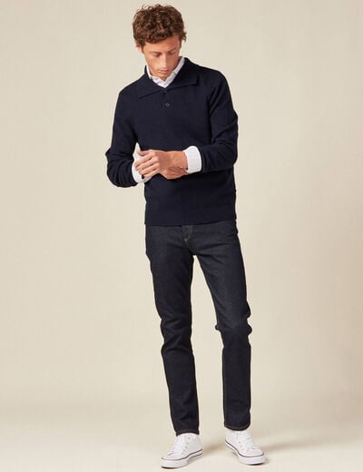 Chemise cintr&eacute;e en coton manches longues blanc homme