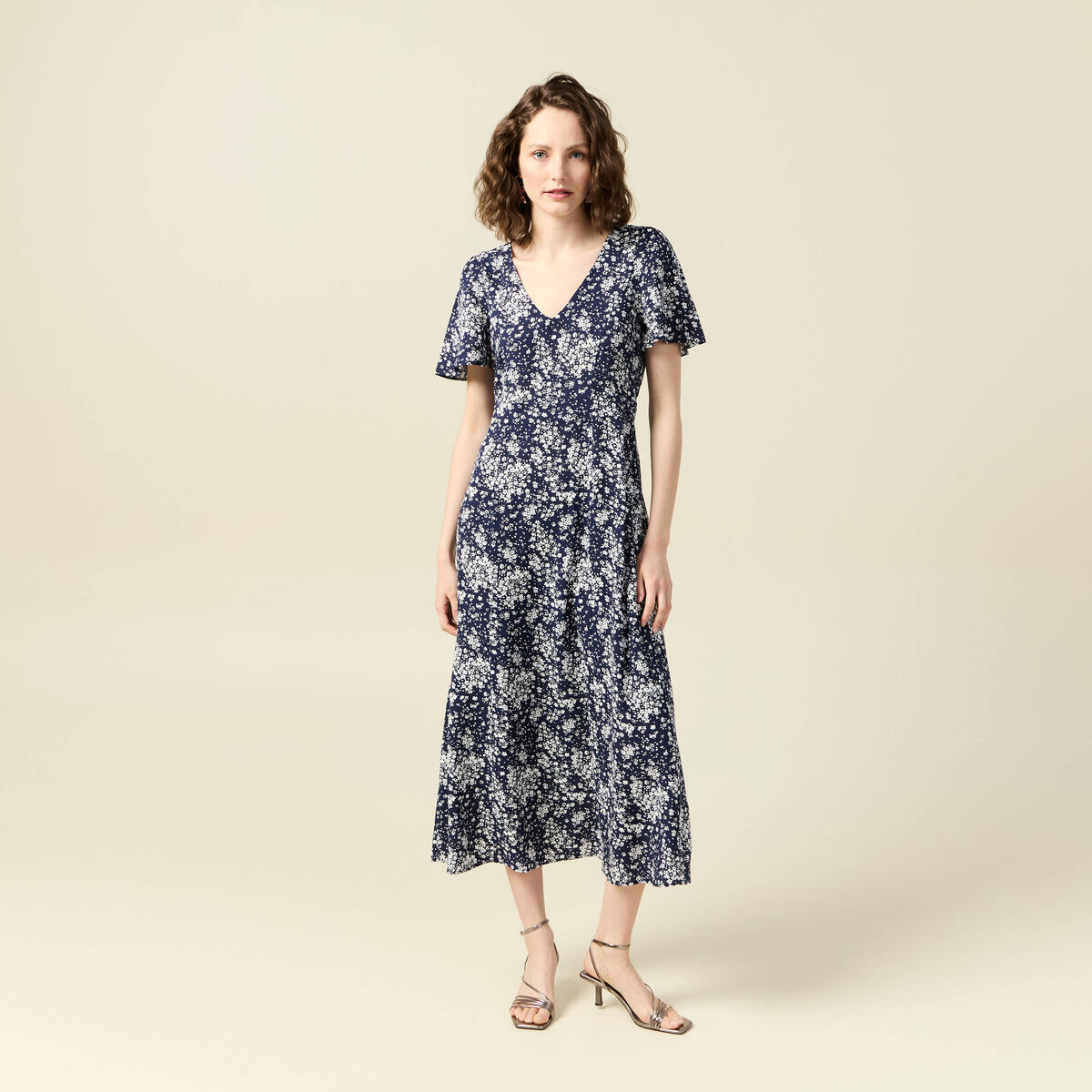Robe longue éco-responsable bleu femme