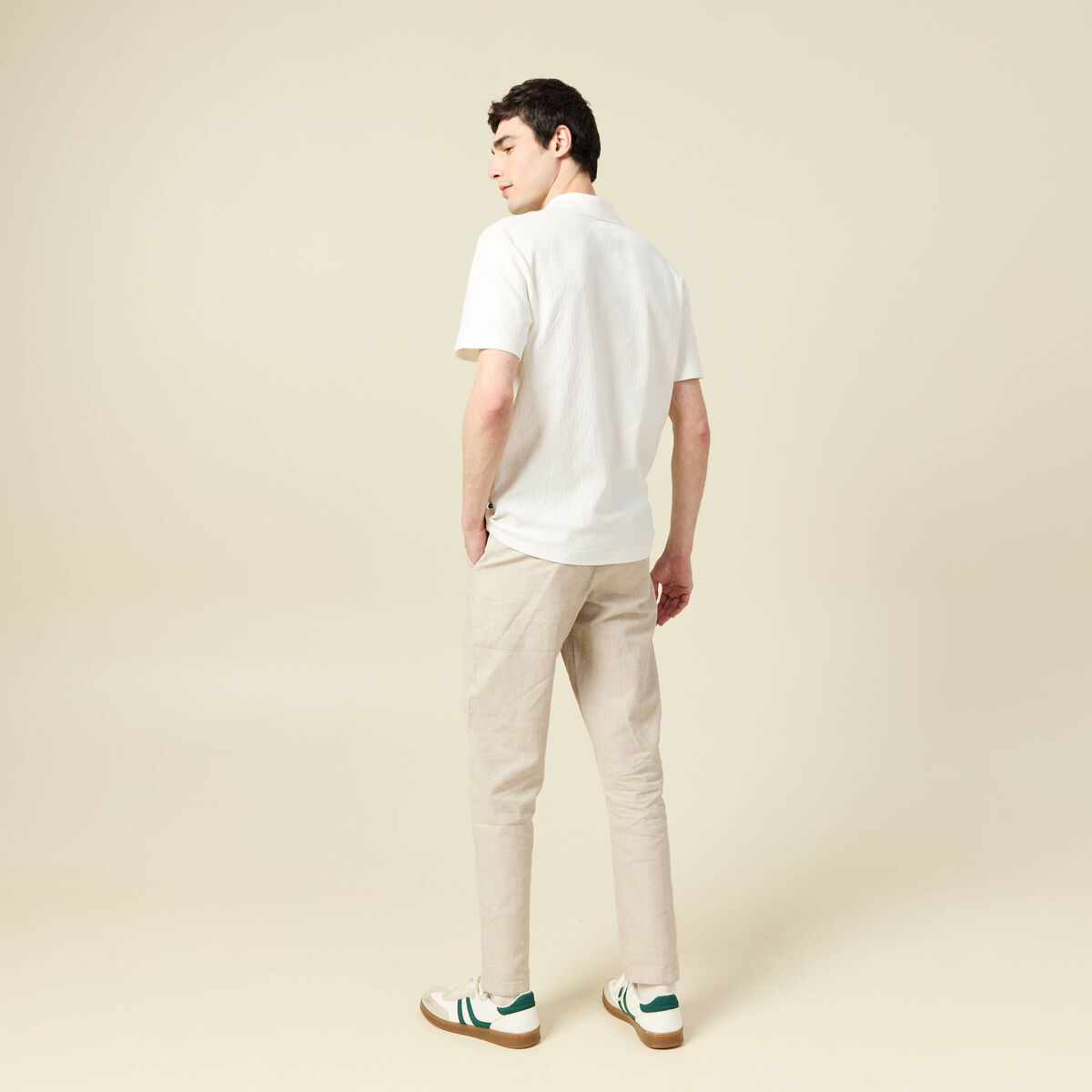 Polo manches courtes ecru homme