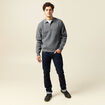 Pull col v gris fonc&eacute; homme