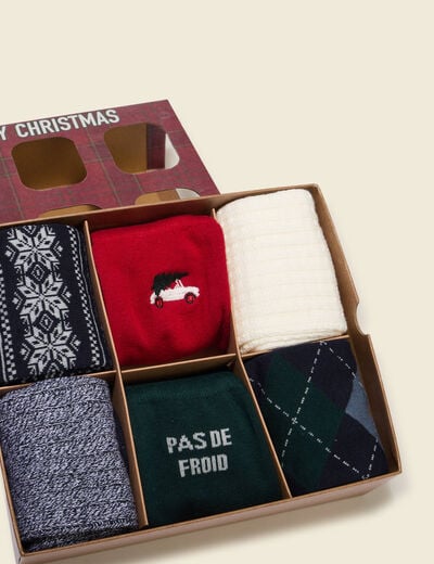 Lot de 6 paires de chaussettes bordeaux homme