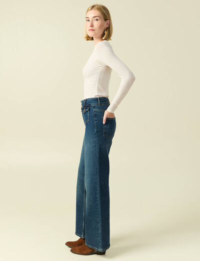 Jeans bootcut taille haute bleu femme