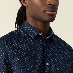 Chemise manches courtes bleu marine homme