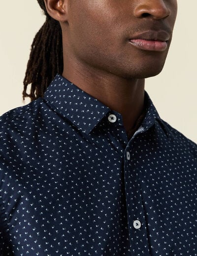 Chemise manches courtes bleu marine homme