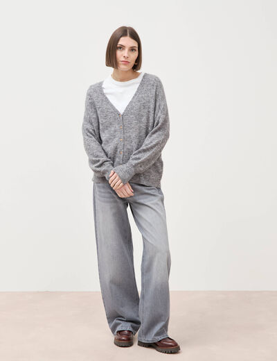 Jeans loose taille standard en coton denim gris clair femme