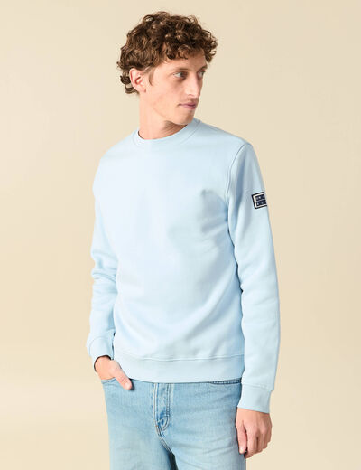 Sweat manches longues avec broderie bleu ciel homme