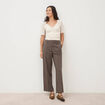 Pantalon droit taille haute taupe femme
