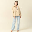 Pull ajour&eacute; col v manches 3/4 ecru femme
