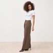 Pantalon large taille standard marron fonc&eacute; femme