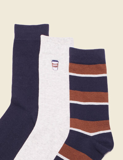 Lot 3 paires chaussettes bleu marine homme