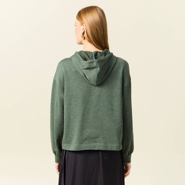 sweat a capuche brillant vert kaki femme Sweat à capuche brillant vert kaki femme