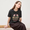 T-shirt droit col rond manches courtes noir femme