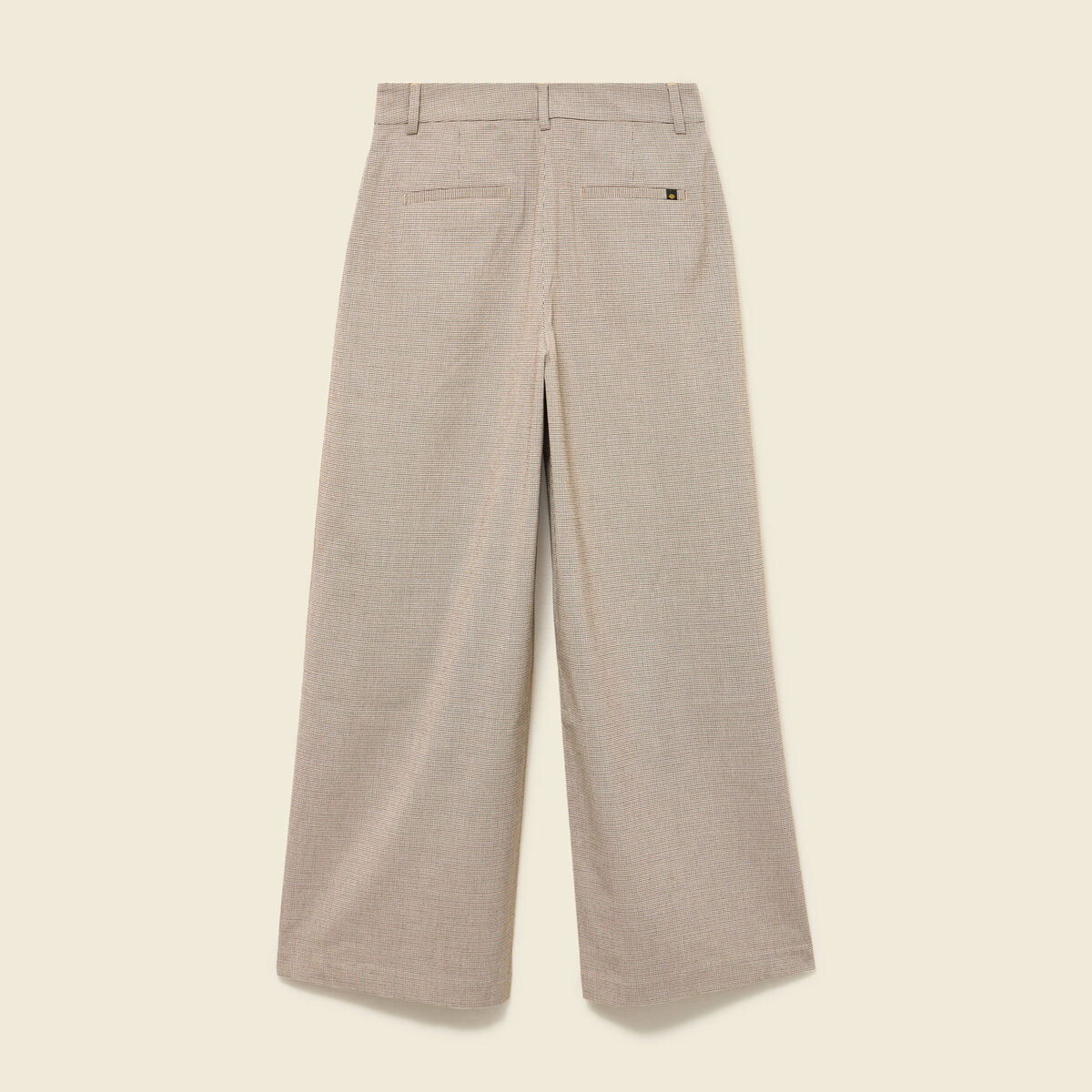 Pantalon large taille haute fluide beige femme