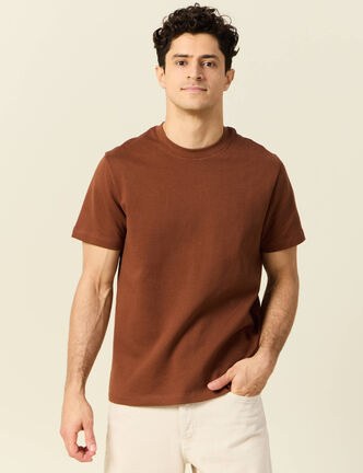 T-shirt manches courtes marron cognac homme