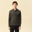 Polo cintr&eacute; manches longues vert kaki homme