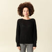Pull manches longues col rond noir femme