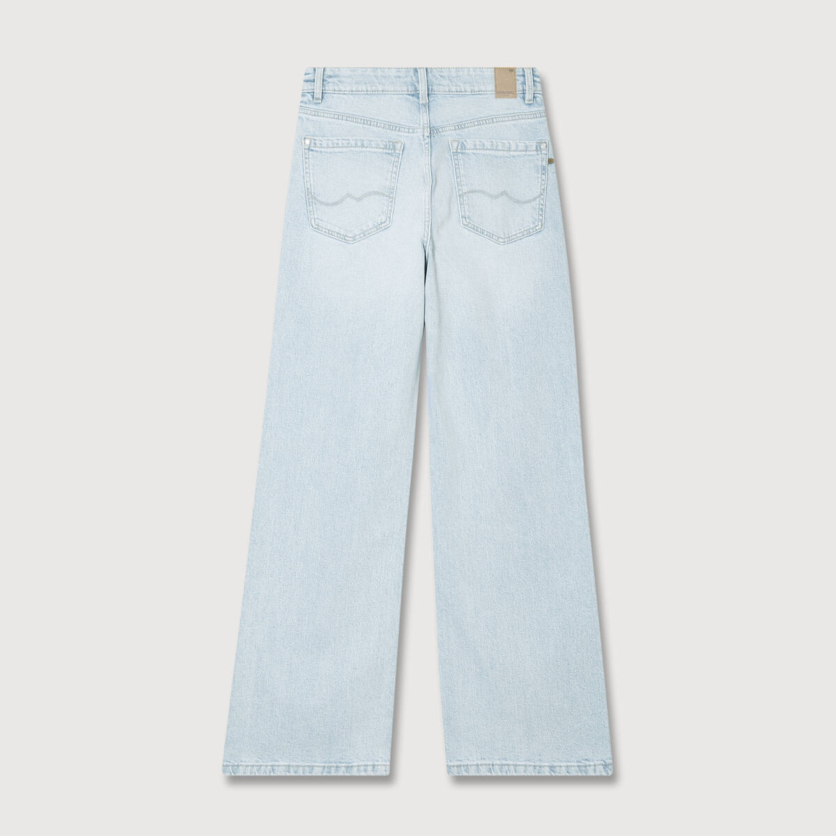 Jeans large taille haute denim bleach femme