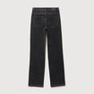 Jeans straight taille haute strass denim gris femme