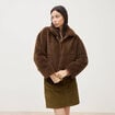 Manteau r&eacute;versible oversize court marron femme