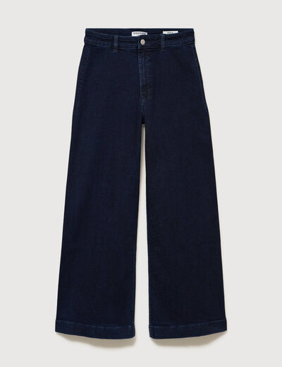 Jeans large taille haute denim brut rinse femme