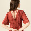 Robe longue évasée fluide orange foncé femme