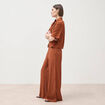Blouse manches courtes fluide marron femme