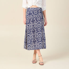 Jupe longue portefeuille bleu marine femme