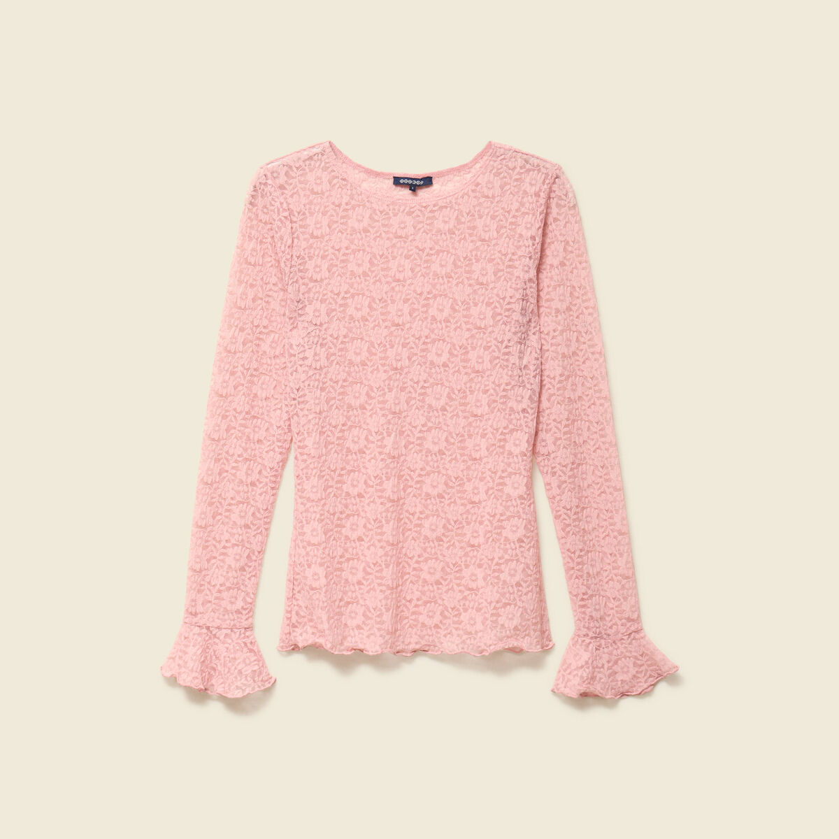T-shirt ajust&eacute; court manches longues rose pastel femme