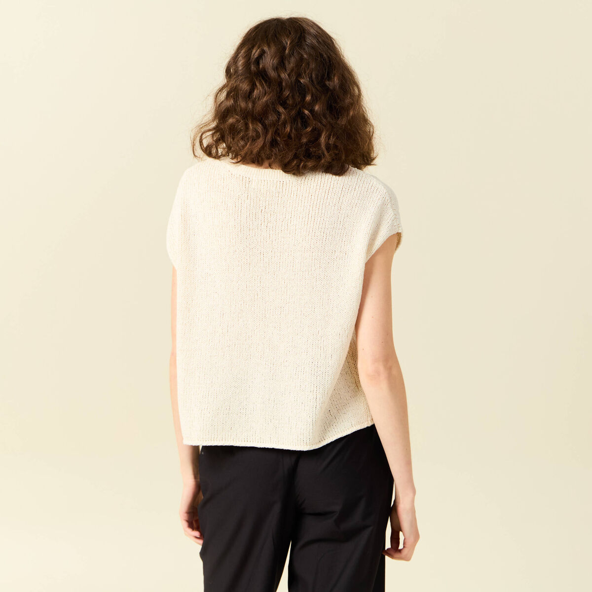Pull ajouré éco-responsable beige femme