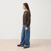 Sweat col rond manches longues marron chocolat femme